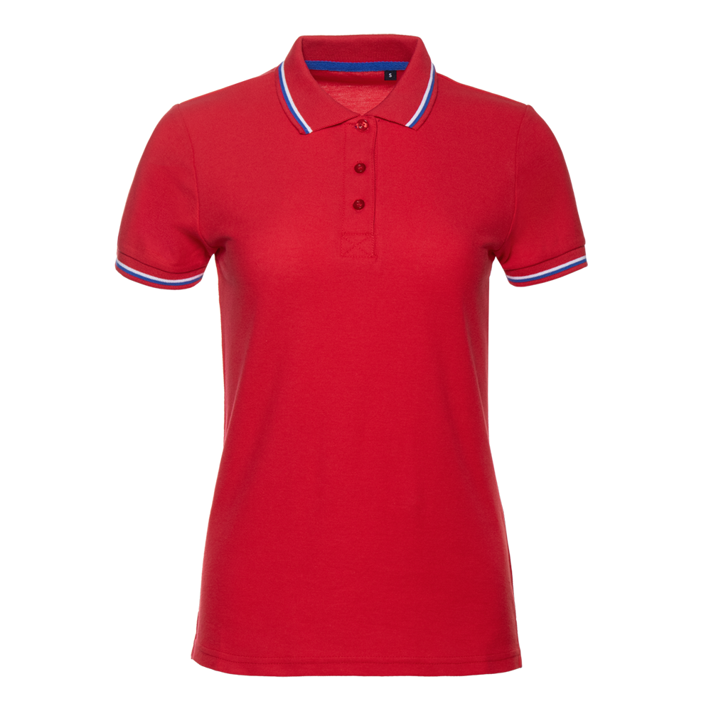 Рубашка поло женская триколор STAN хлопок/полиэстер 185, 04RUS, Красный (14) (42/XS)