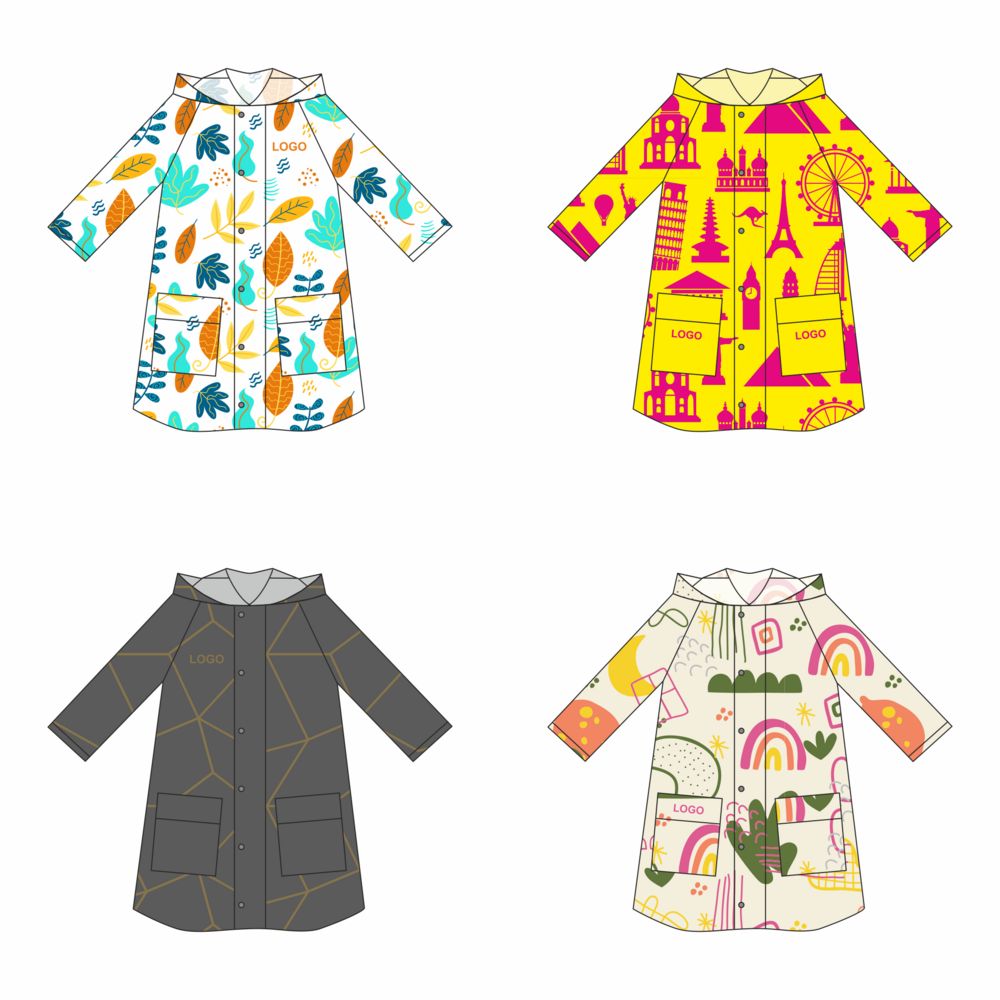 Дождевик классический RainCoat Premium на заказ, разноцветный с логотипом сделано в России | Print Logo