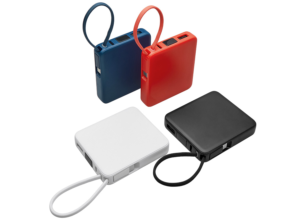 Внешний аккумулятор со встроенным кабелем USB-C Дэнси, 5000 мАч, черный