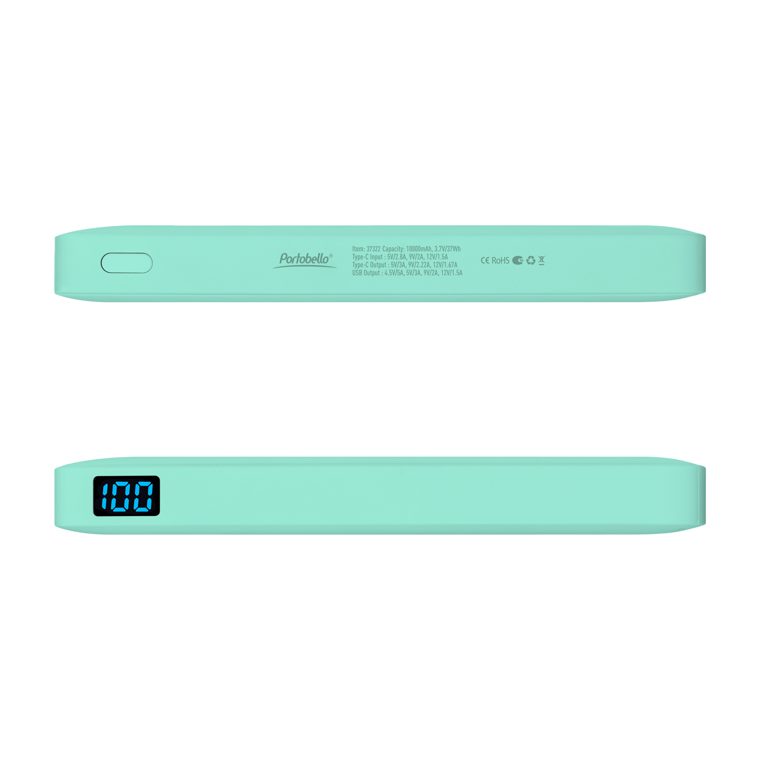 Внешний аккумулятор с подсветкой Анкор Плюс PD (Ancor PD Plus) 10000 mAh, бирюзовый