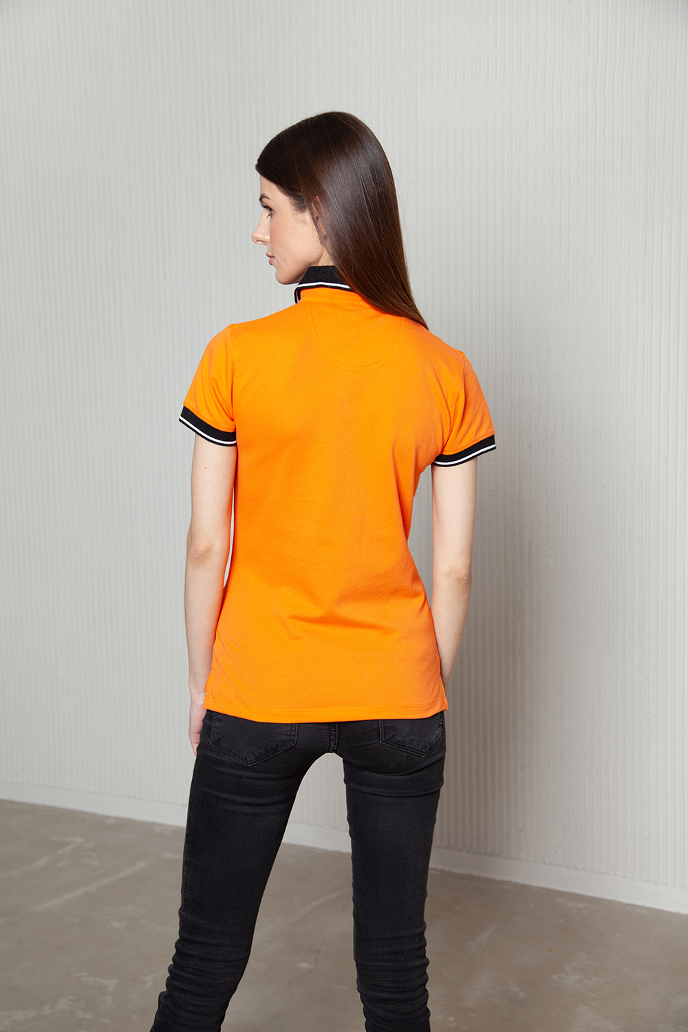 Рубашка поло  женская STAN с контрастными деталями хлопок/полиэстер 185, 04CW, Зелёный/Чёрный (30/20) (42/XS)