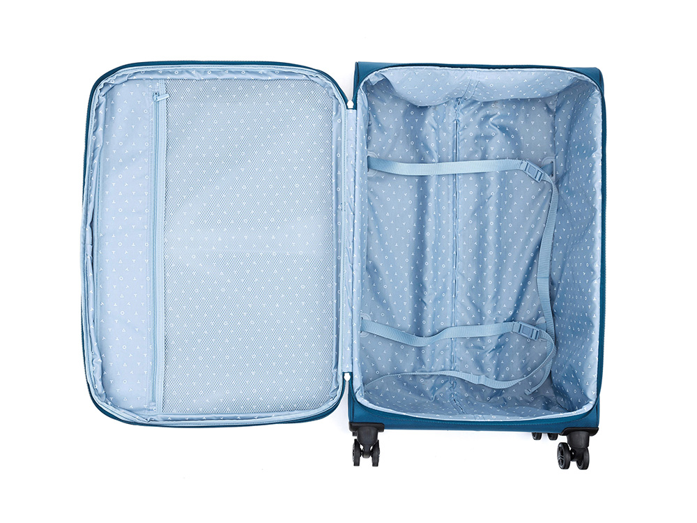 Чемодан TORBER ВИВИ, синий, полиэстер, 48 х 28 х 78 см, 89 л