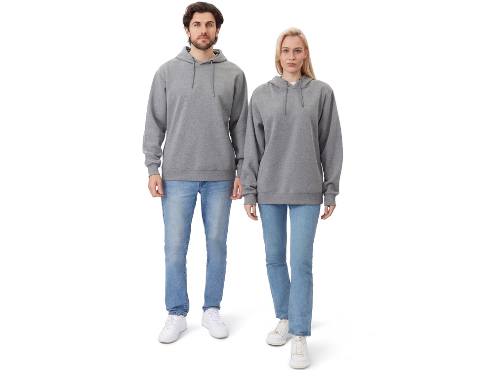 Толстовка с капюшоном оверсайз Lisbon унисекс, серый меланж