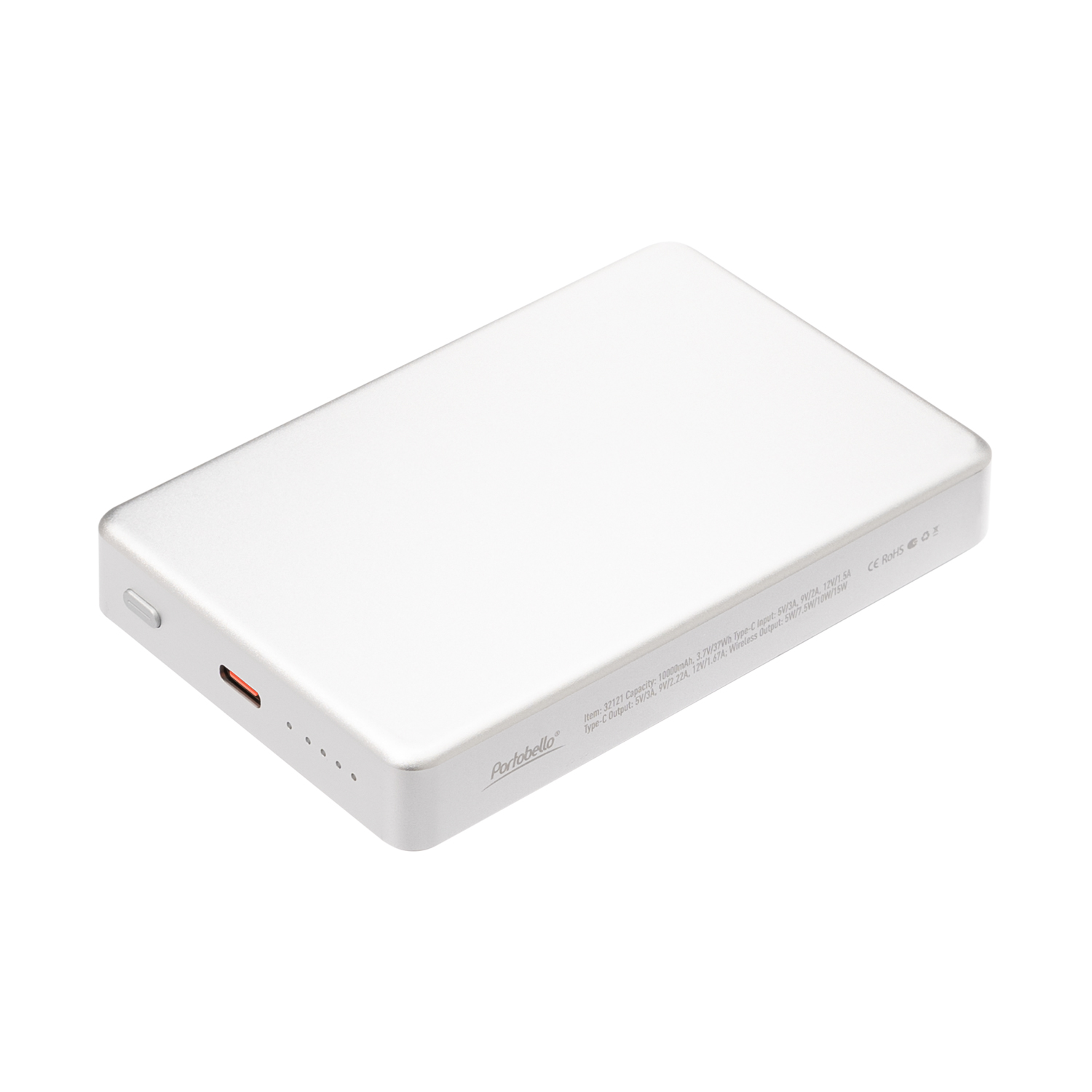 Внешний аккумулятор Атлантис Плюс PD (Atlantis PD Plus) 10000mAh с функцией беспроводной зарядки 15W, серебряный