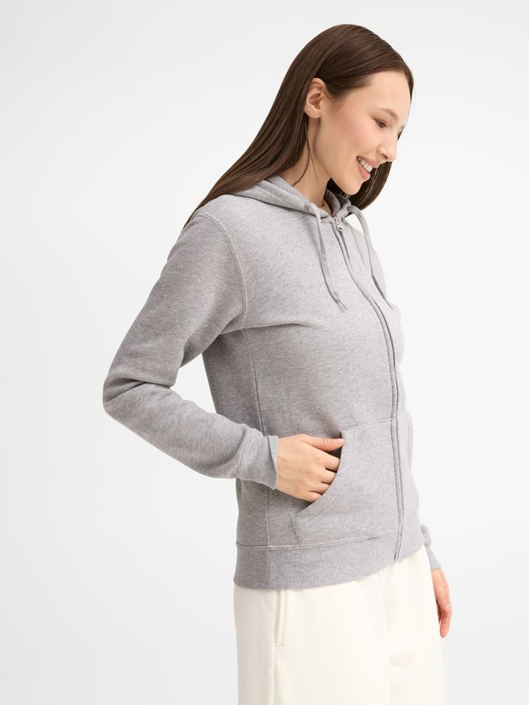 Толстовка женская на молнии с капюшоном Seven Women 290, серый меланж, размер XL