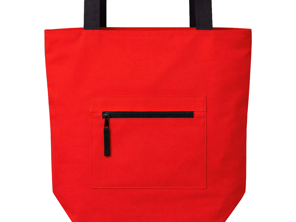 Сумка на молнии Zipper  Neo из хлопка 280 г c карманом на молнии спереди, красный