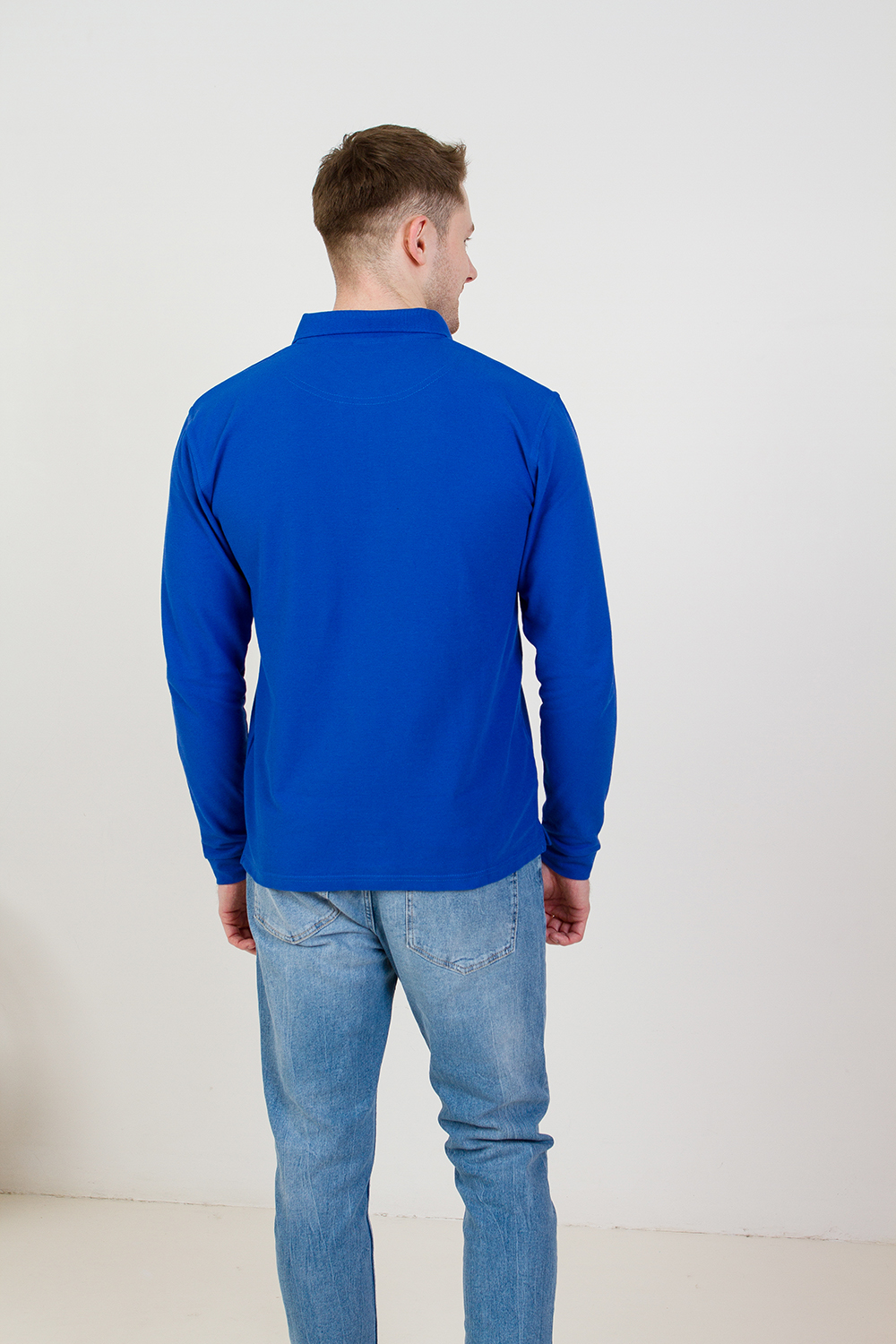 Рубашка поло мужская STAN длинный рукав хлопок/полиэстер 185, 04S, Бордовый (66) (42/XXS)