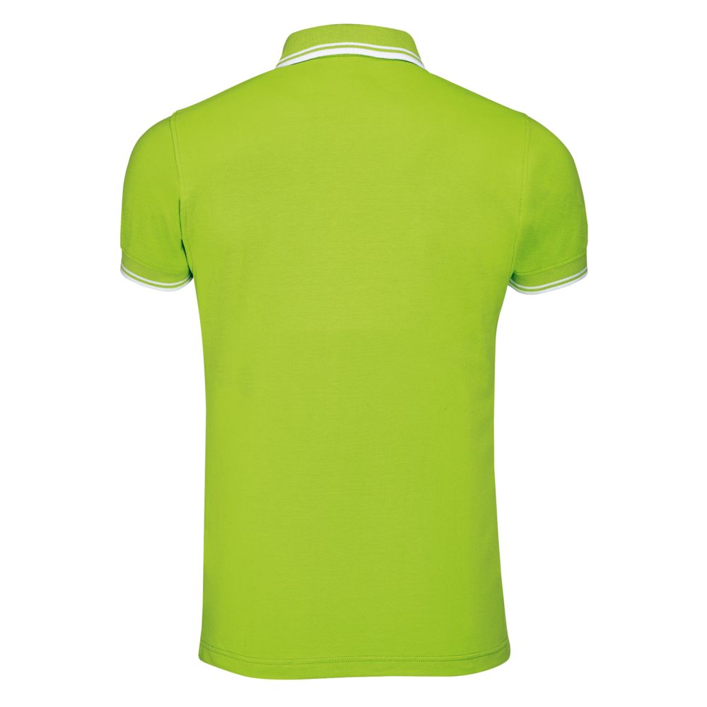 Рубашка поло мужская Pasadena Men 200 с контрастной отделкой, зеленый лайм с белым, размер 3XL