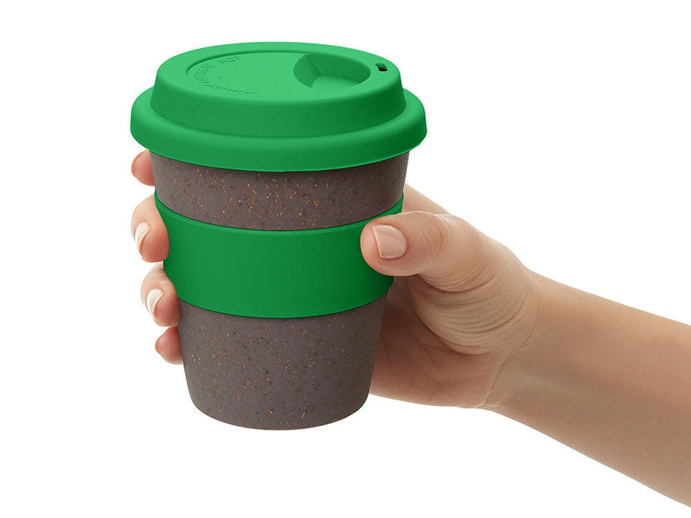 Стакан с силиконовой крышкой Cafe, зеленый