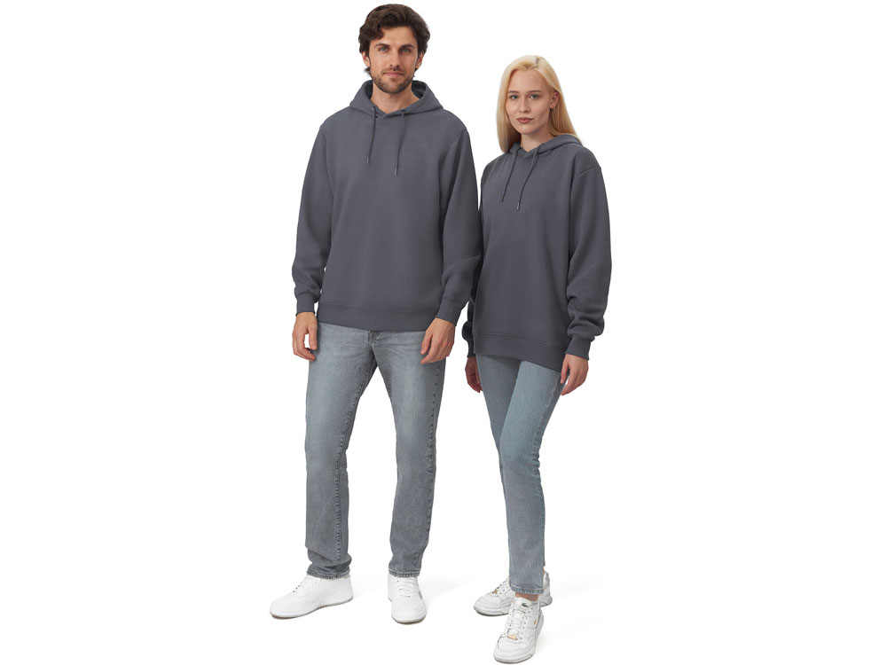 Толстовка с капюшоном оверсайз Lisbon унисекс, темно-серый