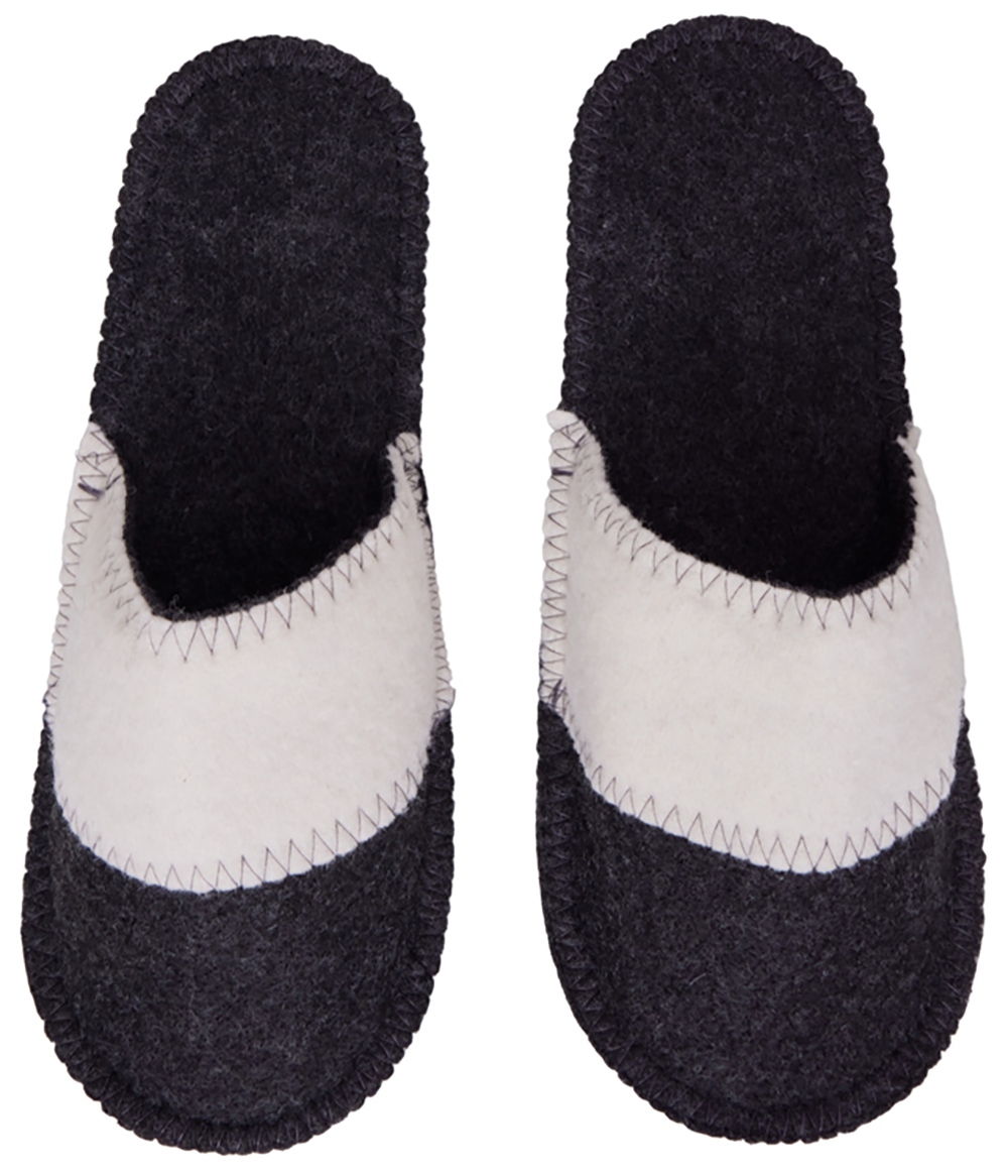 Тапочки белые/серые с отворотом без вышивки