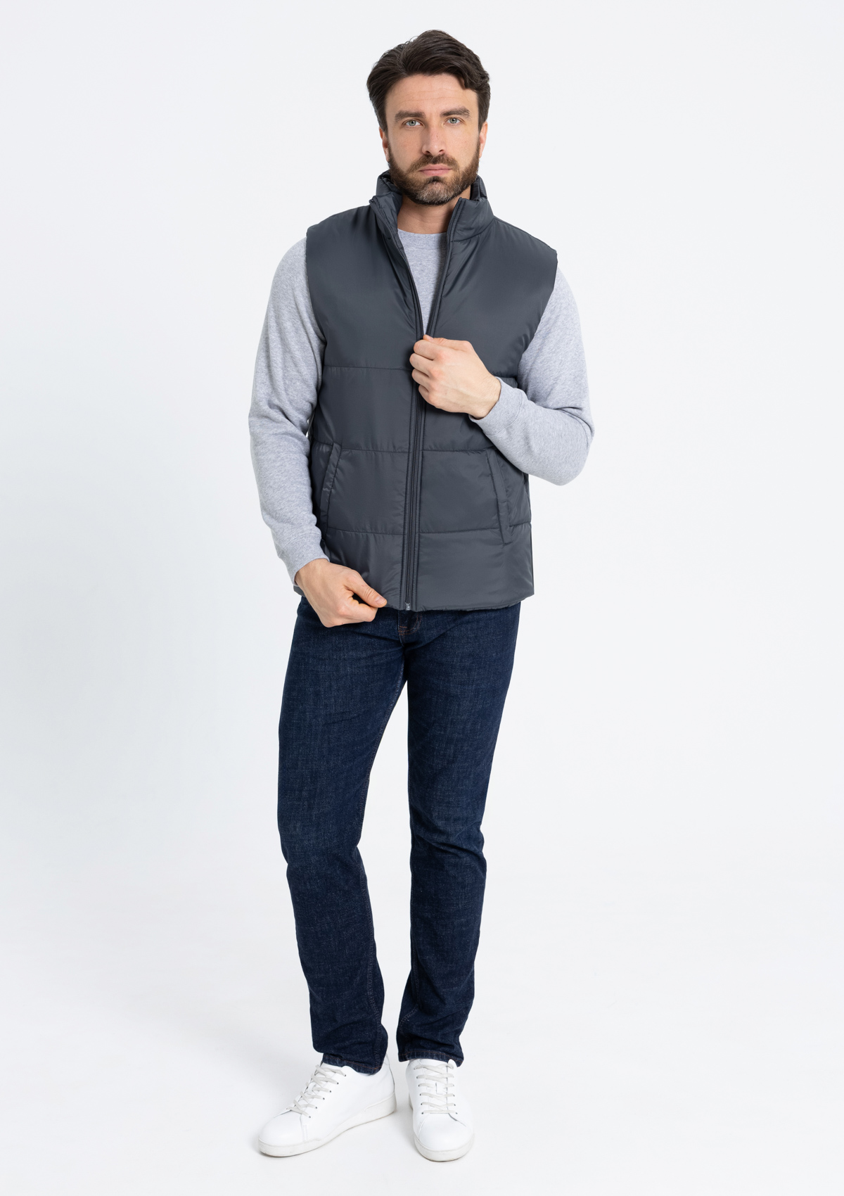 Жилет унисекс STAN утепленный таффета 210T,200, 84, Графит,  (101)  (56/XXXL)