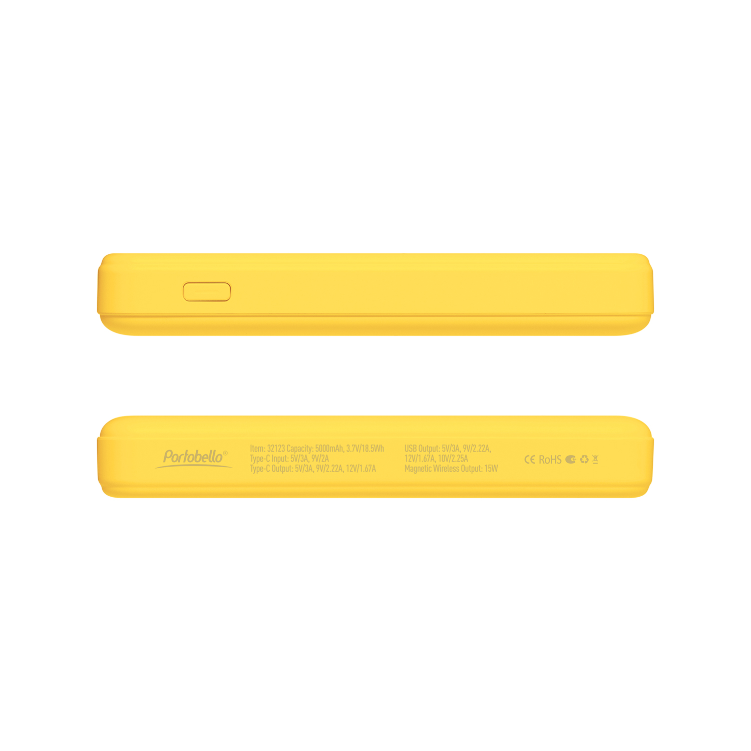 Внешний аккумулятор Ларго PD (Largo PD) 5000mAh с функцией беспроводной зарядки 15W, желтый