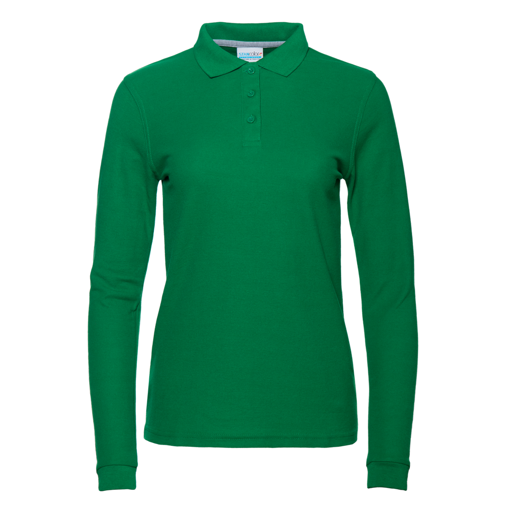Рубашка поло женская STAN длинный рукав хлопок/полиэстер 185, 04SW, Зелёный (30) (42/XS)