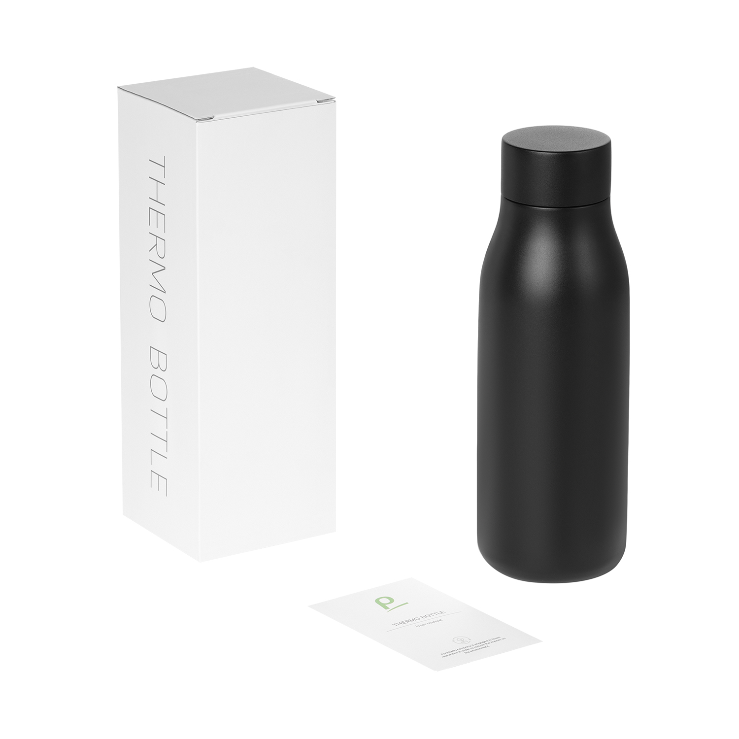 Термобутылка вакуумная герметичная Sevilla, черная — пример нанесения логотипа (Portobello Термокружки) | Print Logo