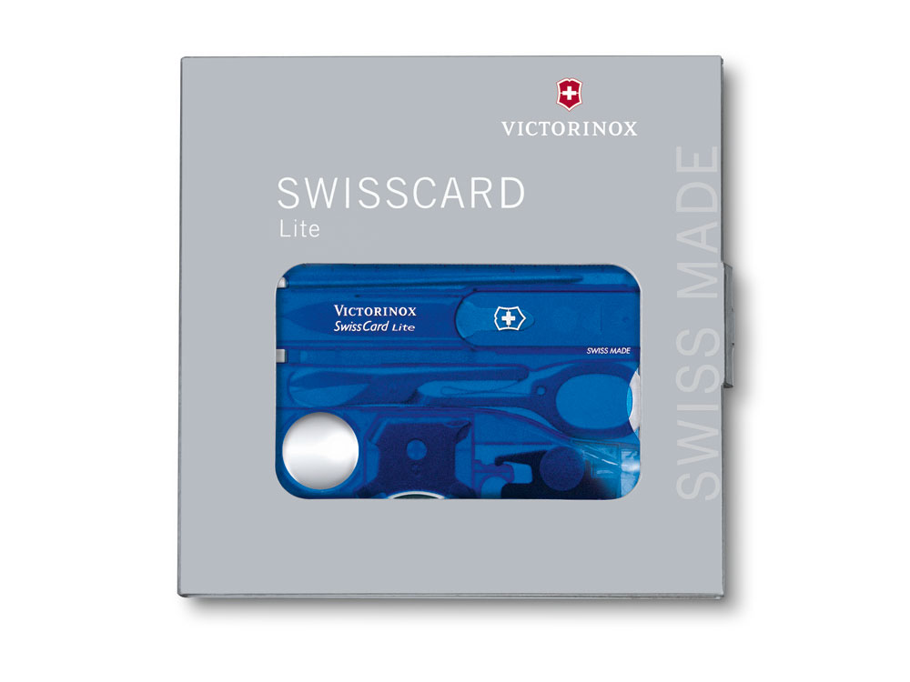 Швейцарская карточка VICTORINOX SwissCard Lite, 13 функций, полупрозрачная синяя