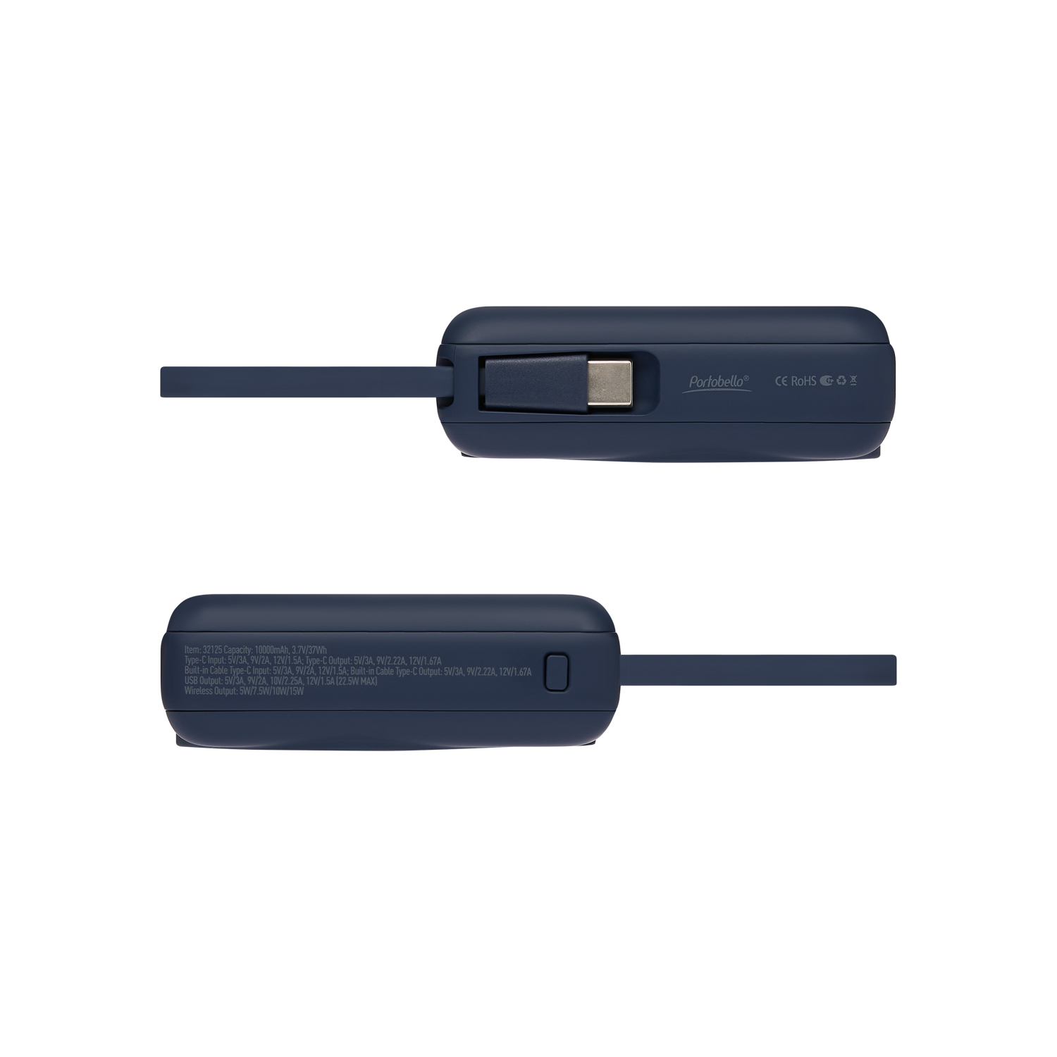 Внешний аккумулятор с подсветкой Риттер PD (Ritter PD) 10000mAh с функцией беспроводной зарядки 15W, синий