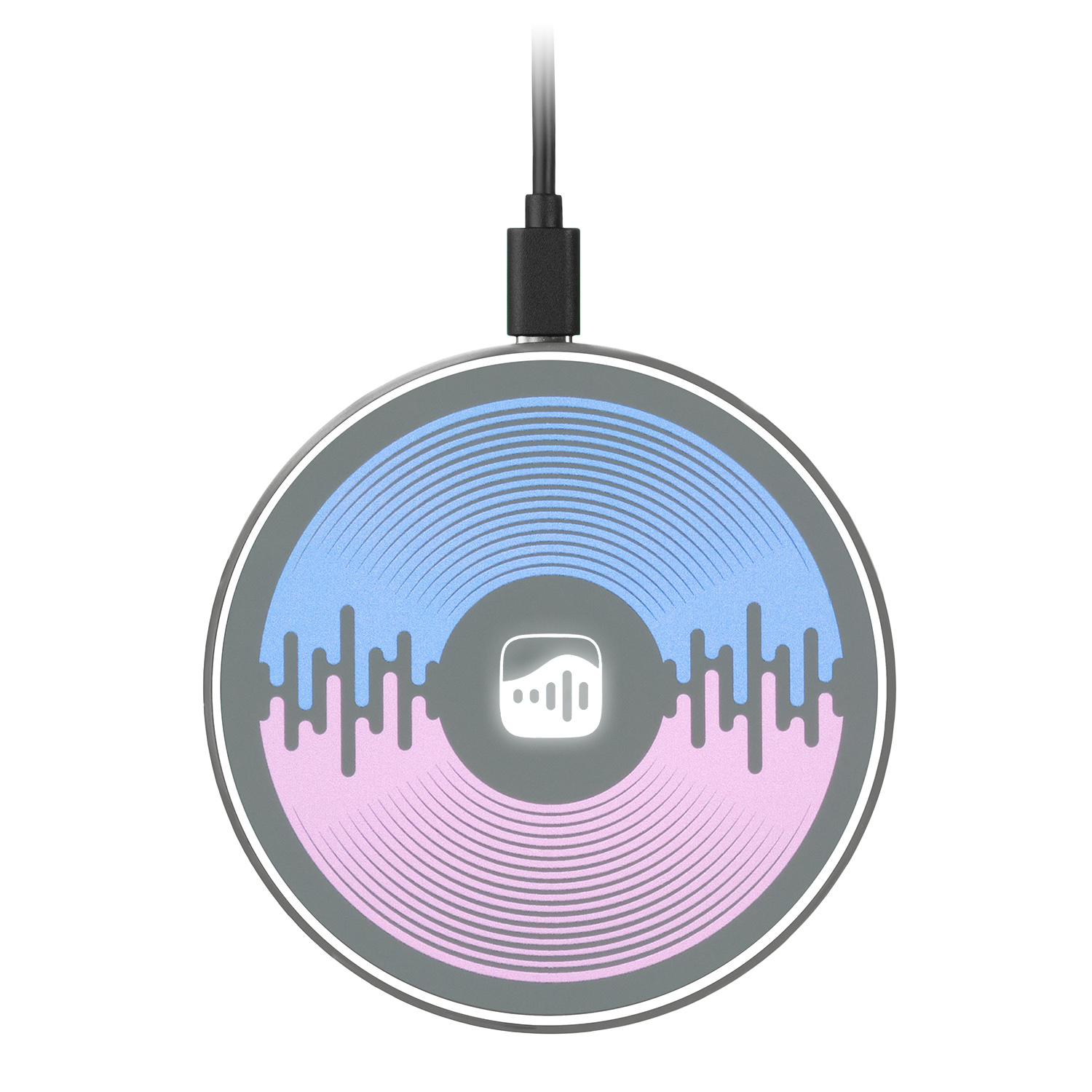 Беспроводное зарядное устройство с подсветкой 15W Аурис (Auris), серое