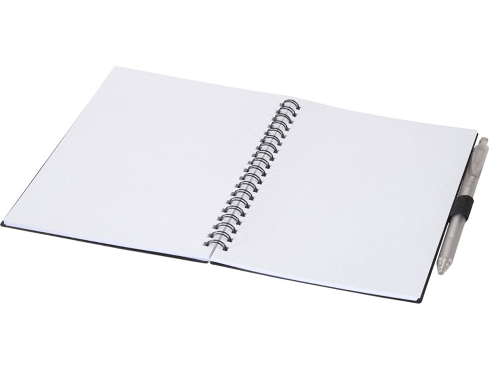 Набор Niove из блокнота из переработанного пластика в мягкой обложке и шариковой ручки (синие чернила) - Черный