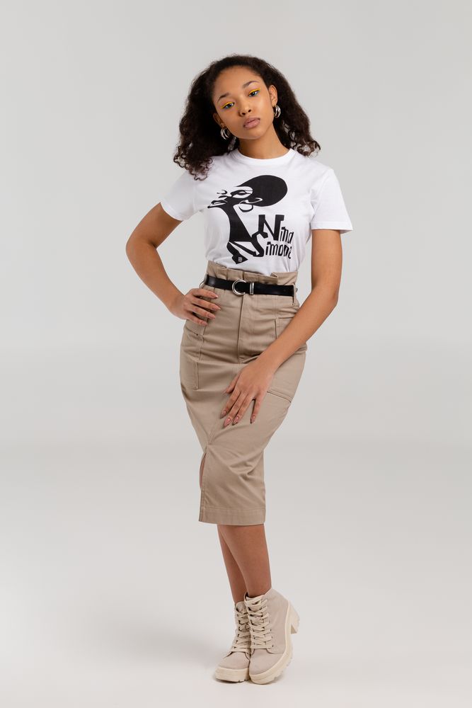 Футболка женская «Меламед. Nina Simone» — пример нанесения логотипа (Author's) | Print Logo