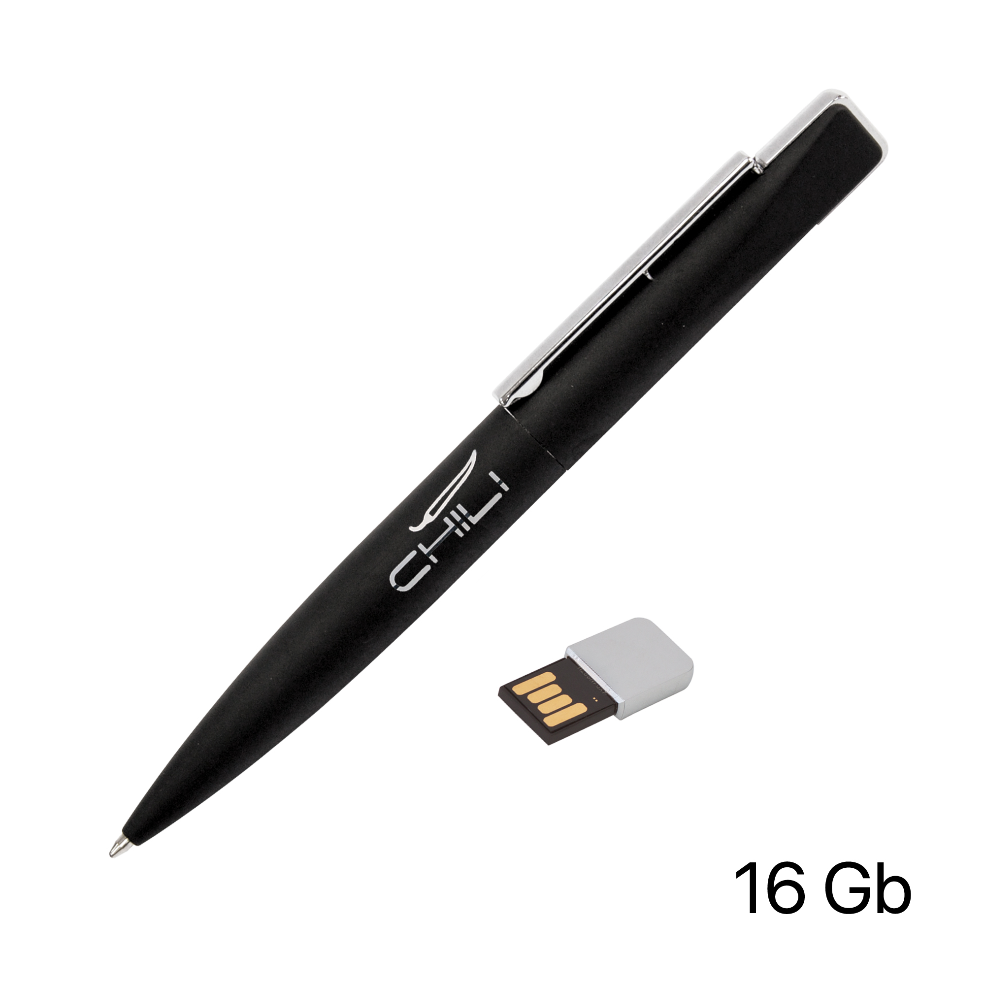 Ручка шариковая "Callisto" с флеш-картой 16Gb, покрытие soft touch, черный