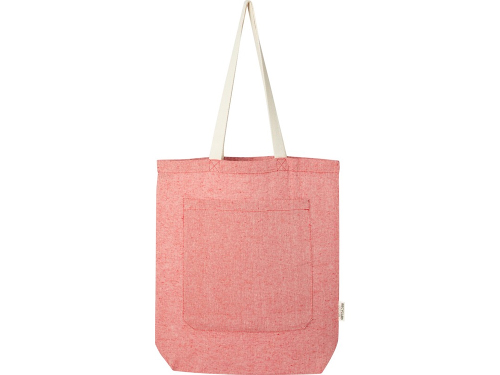 Эко-сумка Pheebs объемом 9 л из переработанного хлопка плотностью 150 г/м2 с передним карманом, крас