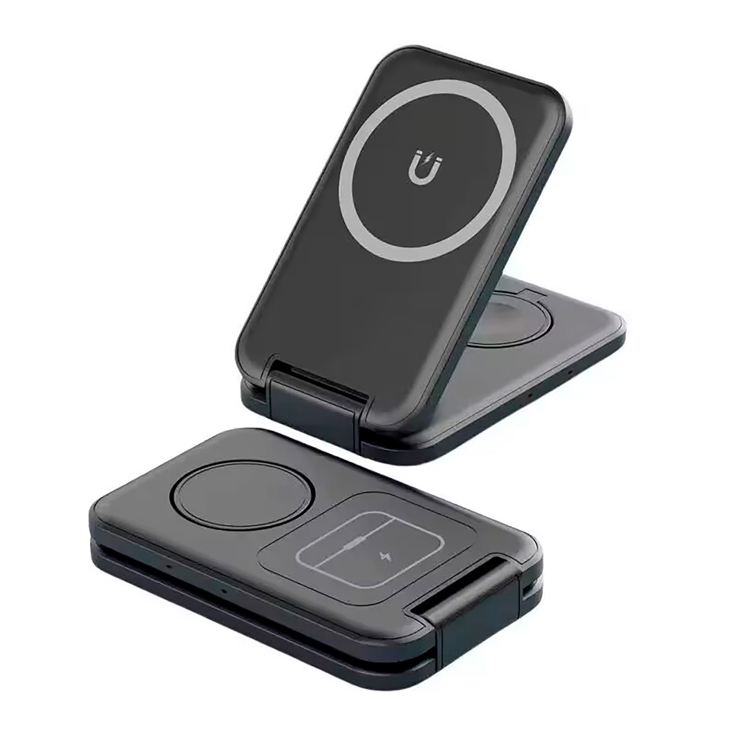 Складная беспроводная (15W) зарядная станция "Slap" с MagSafe, черный