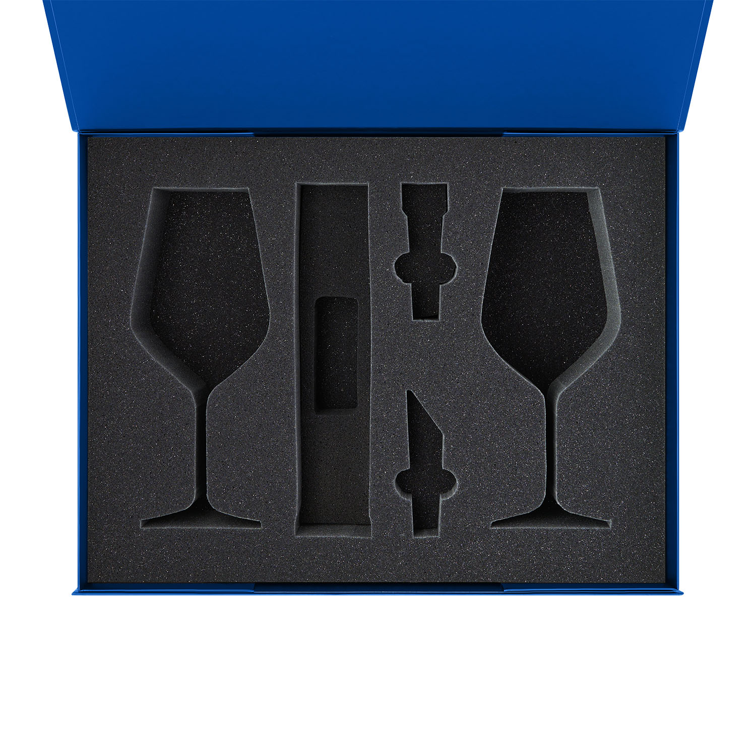 Ложемент под 2 бокала для вина + набор для вина Sacramento в большую коробку-трансформер (арт. 695722) — пример нанесения логотипа (Portobello подарочная упаковка) | Print Logo