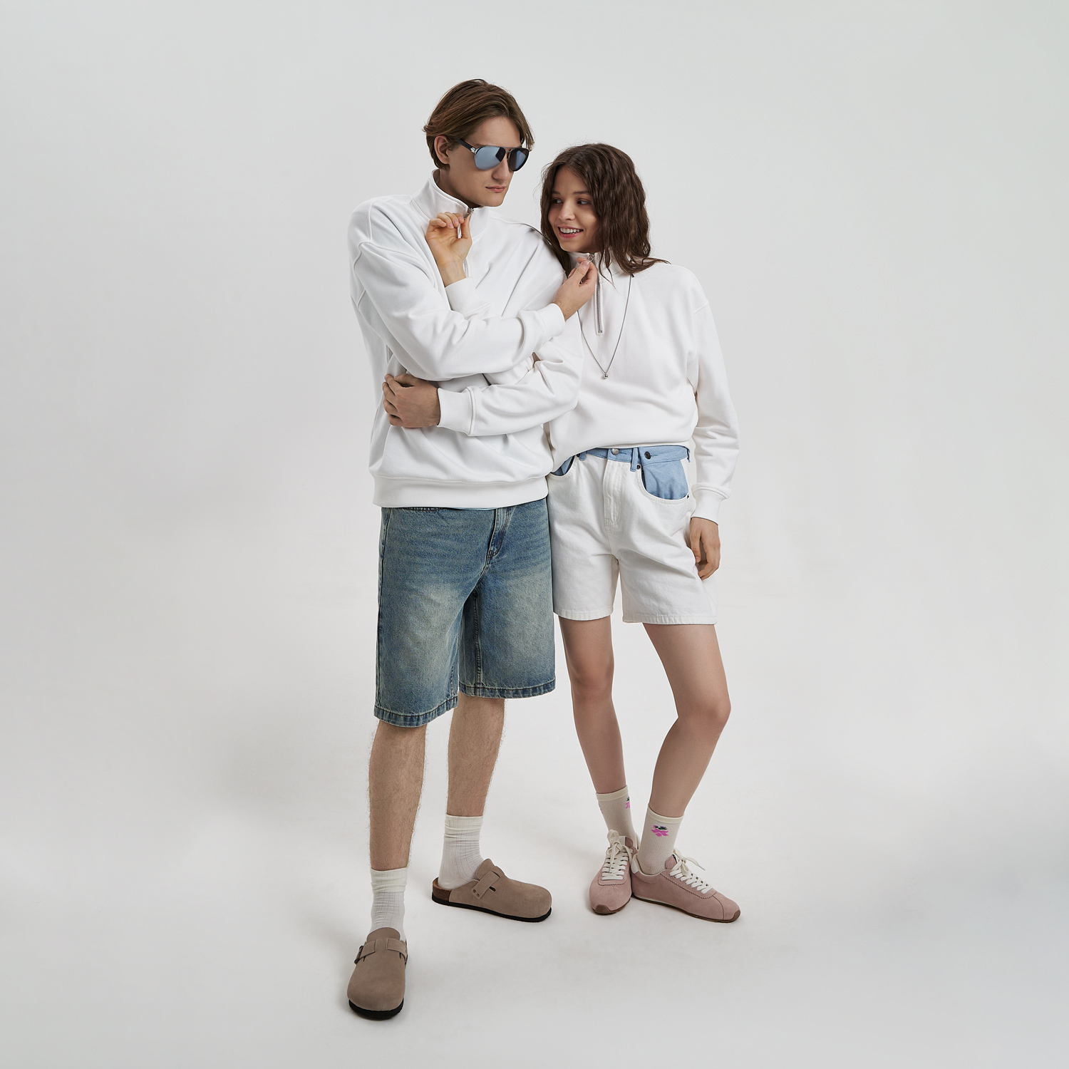 Толстовка на молнии унисекс Флоу (Flow), белая, размер 3XL/4XL