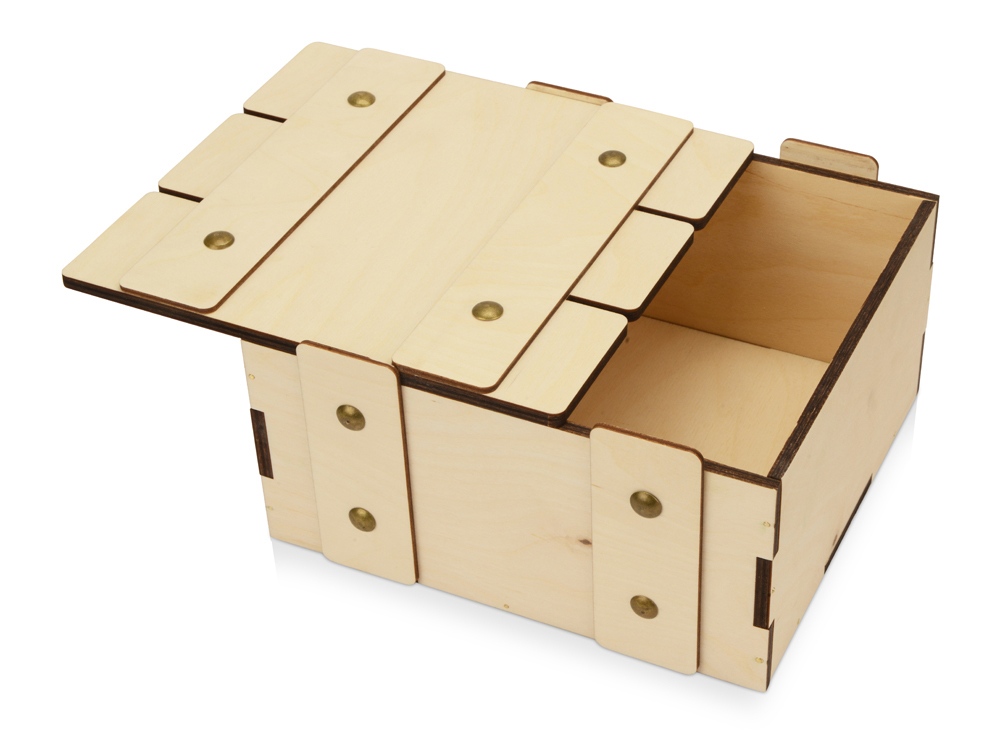 Деревянная подарочная коробка с крышкой Ларчик на бечевке