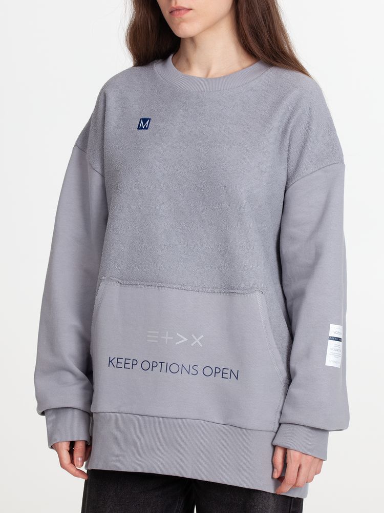 Свитшот оверсайз унисекс Vozduh, светло-серый, размер M/L