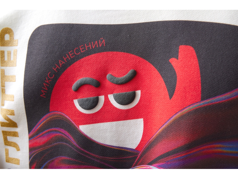 Худи оверсайз Alpha.01 унисекс, молочный, все виды нанесения на текстиле на одной толстовке