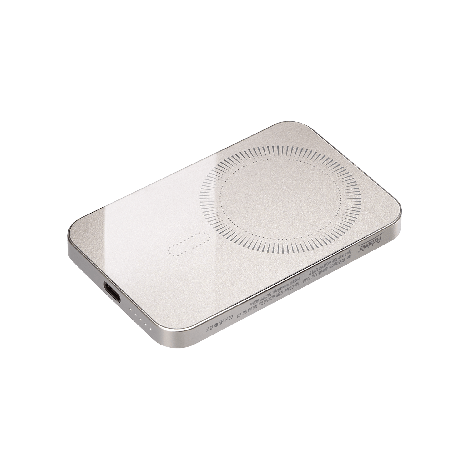 Внешний аккумулятор Artex PD 5000mAh с функцией беспроводной зарядки 15W, титановый