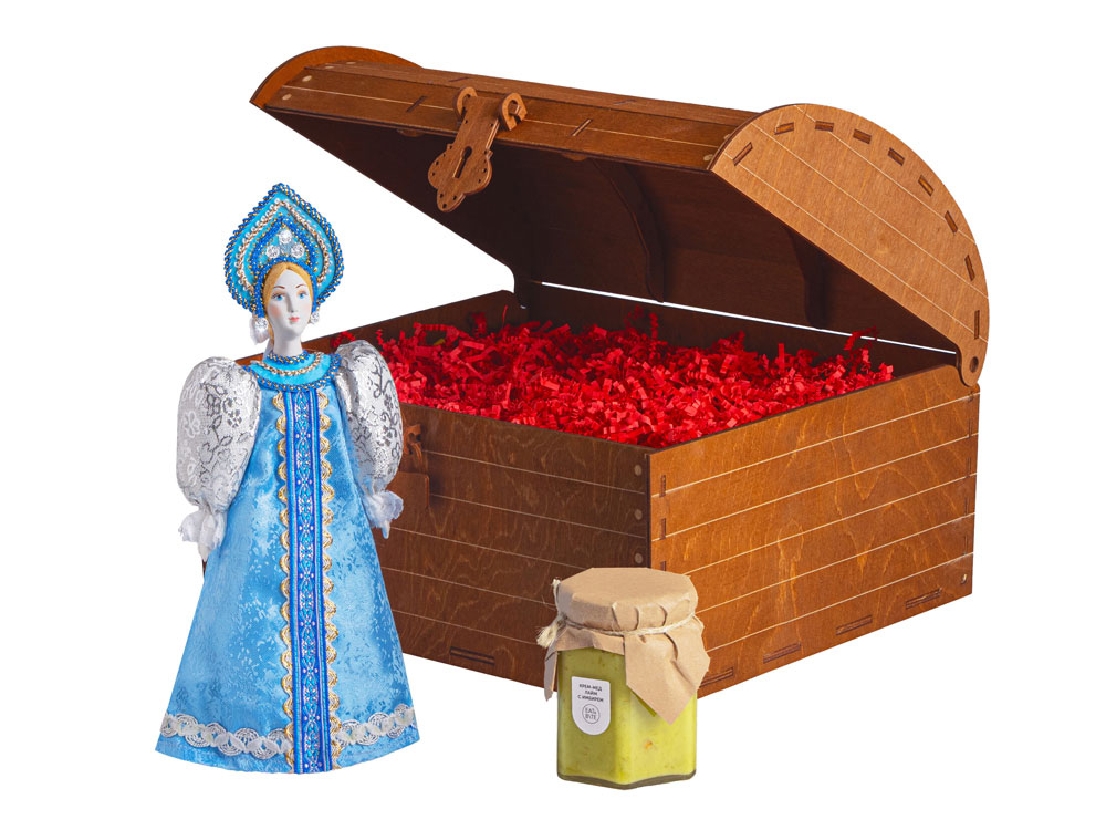 Подарочный набор: кукла фарфоровая, крем-мёд с лаймом и имбирем с логотипом  | Print Logo