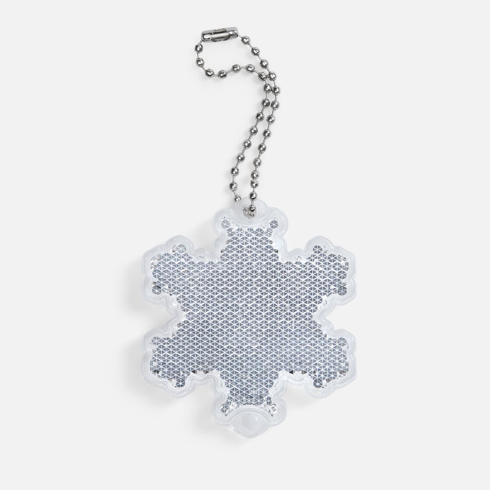 Пешеходный светоотражатель с цепочкой «Снежинка» с логотипом  | Print Logo