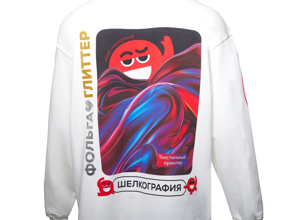 Худи оверсайз Alpha.01 унисекс, молочный, все виды нанесения на текстиле на одной толстовке