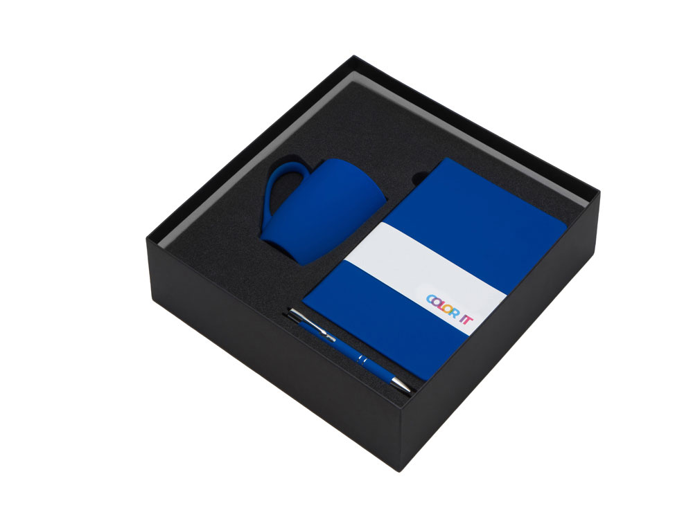 Подарочный набор с блокнотом С3, металлической ручкой и кружкой, синий