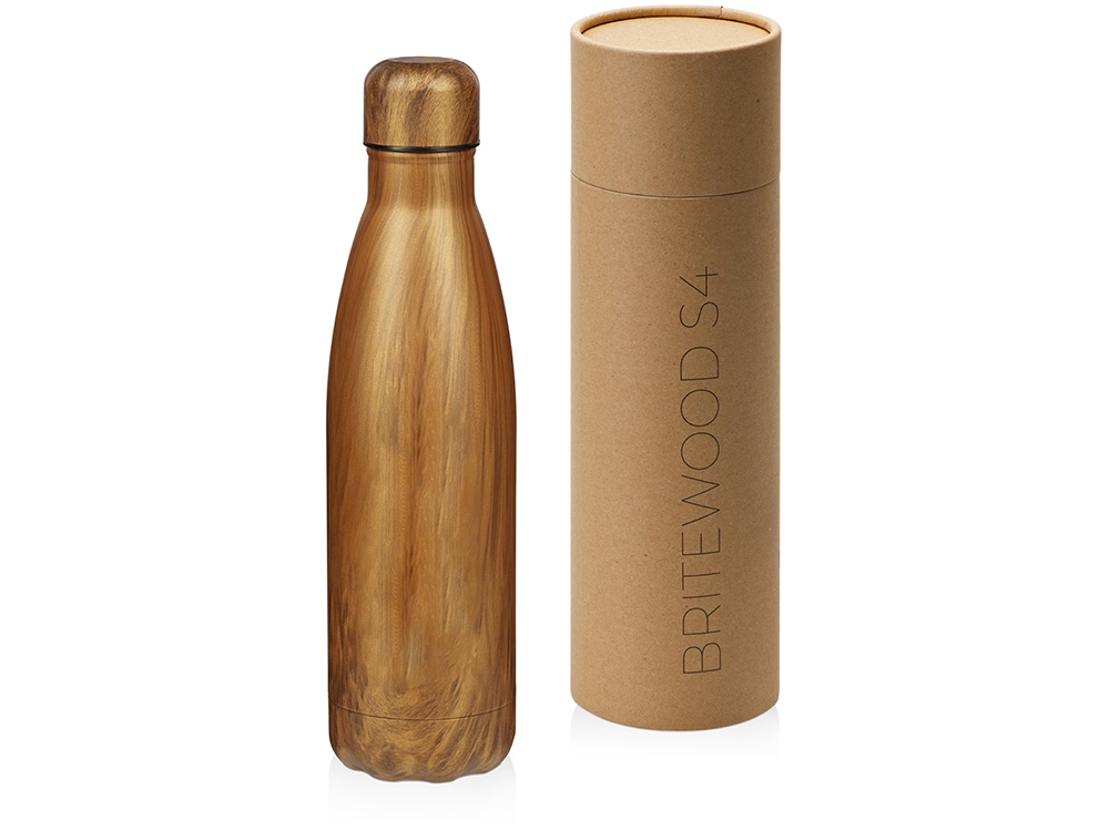 Вакуумная термобутылка Britewood S4, 500 мл, крафтовый тубус с логотипом Waterline | Print Logo