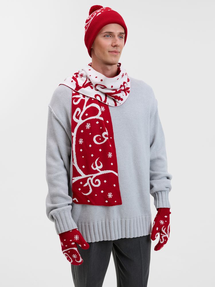 Варежки Adventino, красный с молочным, размер L/XL