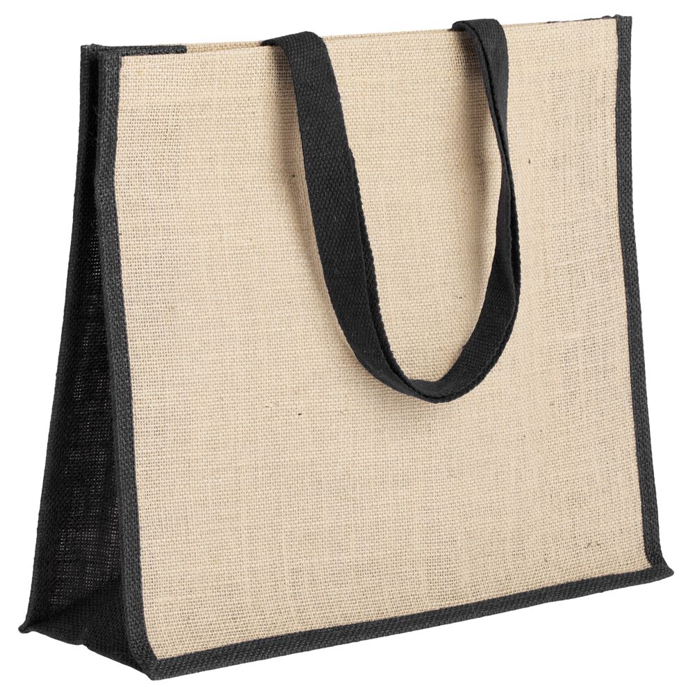 Холщовая сумка для покупок Bagari с синей отделкой фото на сайте Print Logo.