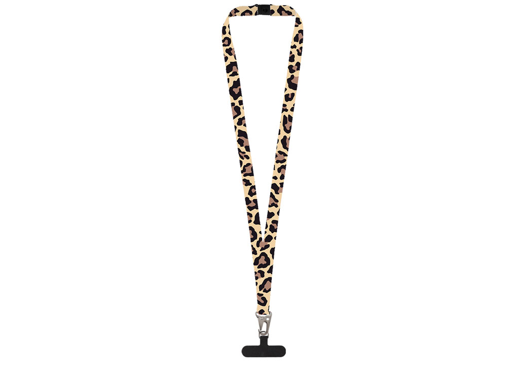 Ланъярд 2,5 см под сублимацию с большим карабином, замком обрыва и узким держателем для телефона из ПЭ