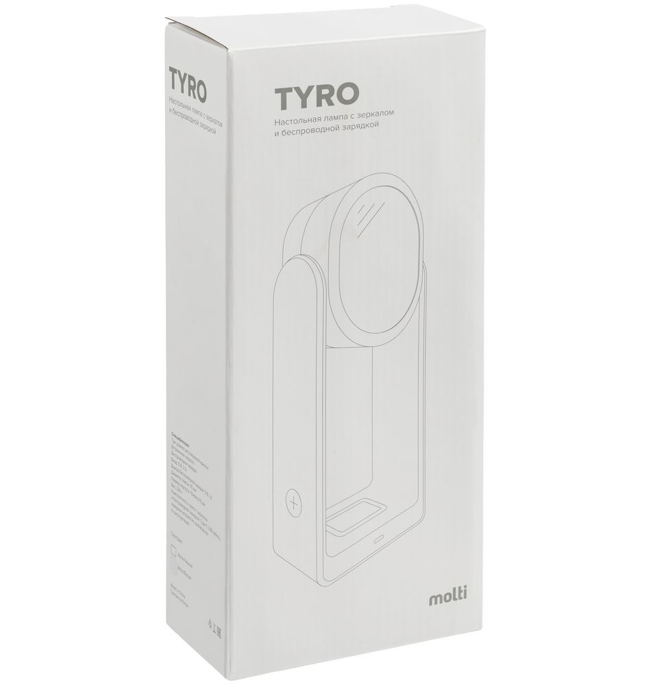 Настольная лампа с зеркалом и беспроводной зарядкой Tyro фото на сайте Print Logo.