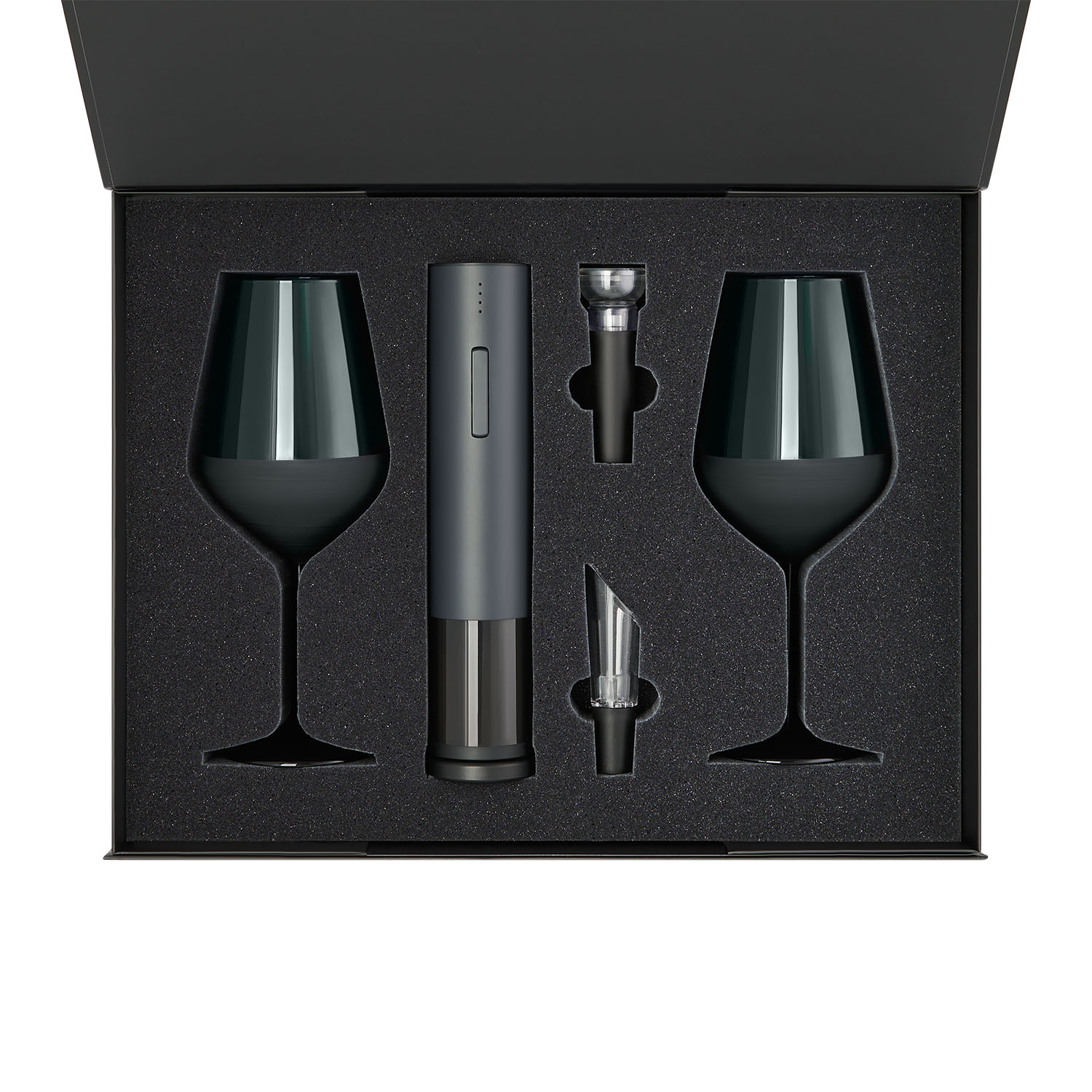 Ложемент под 2 бокала для вина + набор для вина Sacramento в большую коробку-трансформер (арт. 695722) — пример нанесения логотипа (Portobello подарочная упаковка) | Print Logo