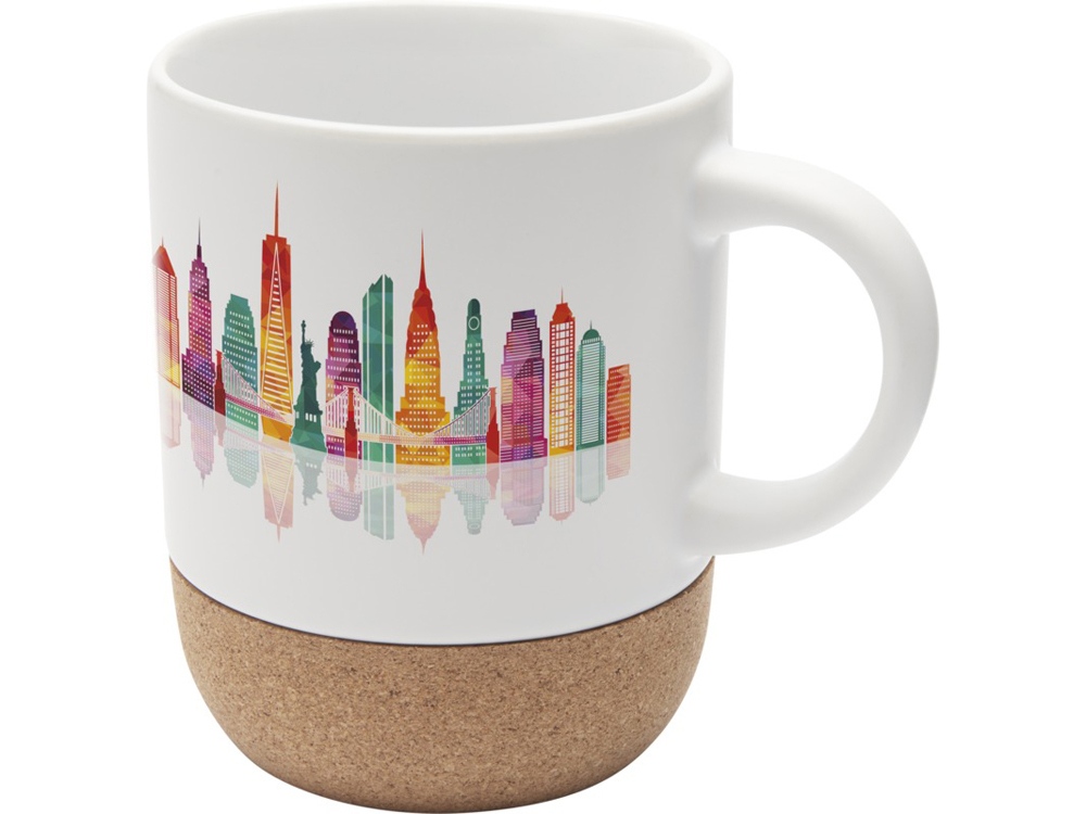 Billie керамическая кружка для сублимации объемом 300 мл с пробковыми деталями, белый