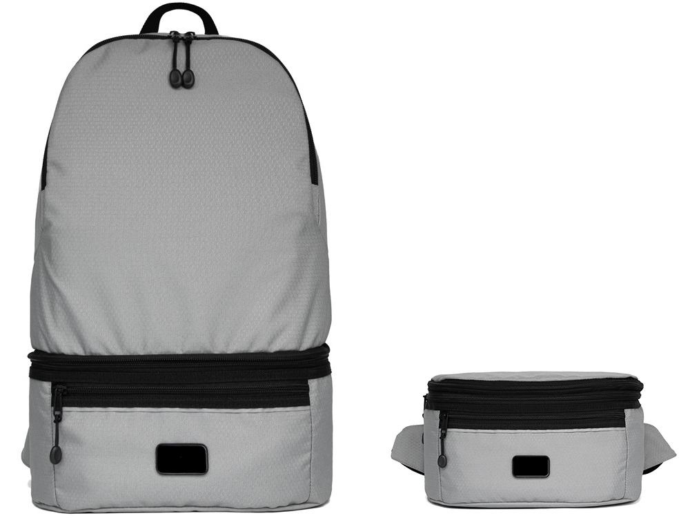 Рюкзак-трансформер 2-в-1 Athletica водостойкий с поясной сумкой из переработанного пластика с логотипом Brand Charger | Print Logo