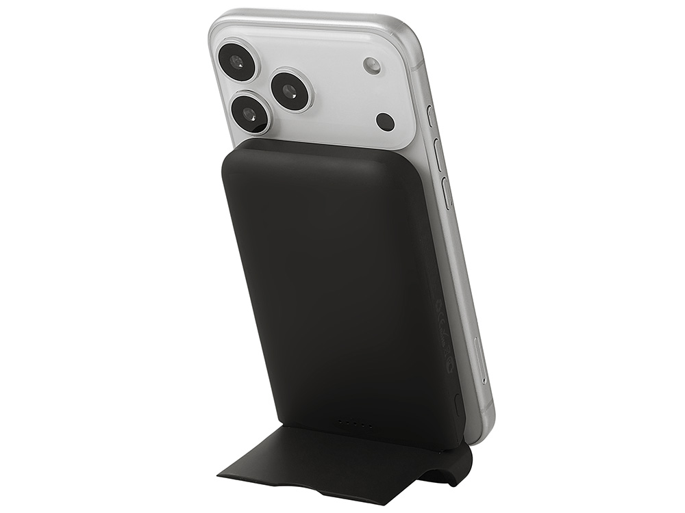 Беспроводной внешний аккумулятор с подсветкой лого и подставкой Magflash, 10000 мАч, 15 Вт, черный