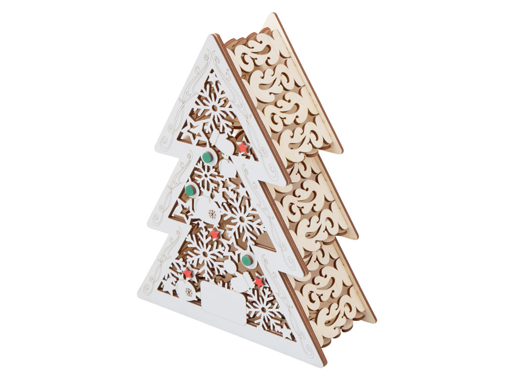 Шкатулка из фанеры в виде елки Firytale , серебристая