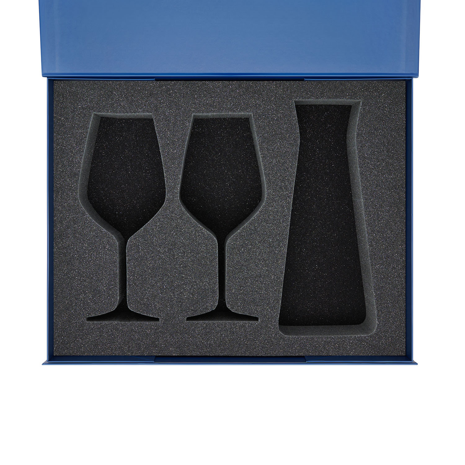 Ложемент под 2 бокала для вина + декантер в большую коробку-трансформер (арт. 695722) — пример нанесения логотипа (Portobello подарочная упаковка) | Print Logo