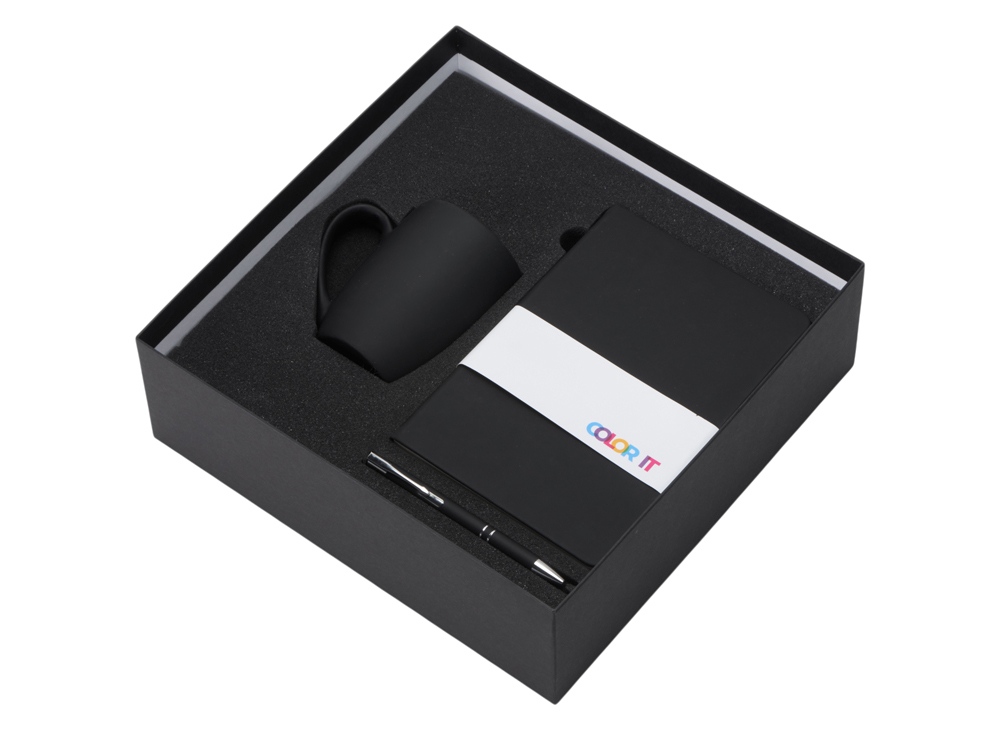 Подарочный набор с блокнотом С3, металлической ручкой и кружкой, черный