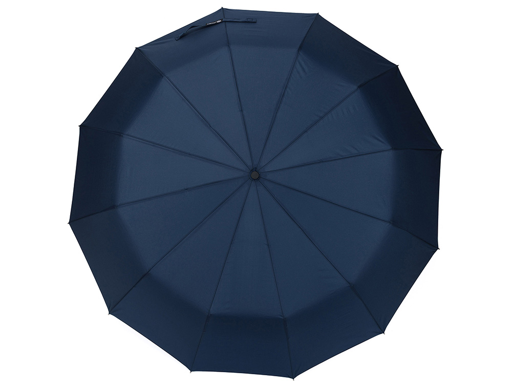 Зонт складной мужской TORBER, автомат, 3 сложения, синий, каркас сталь/файбергласс, эпонж, пластиковая ручка, диаметр 103 см